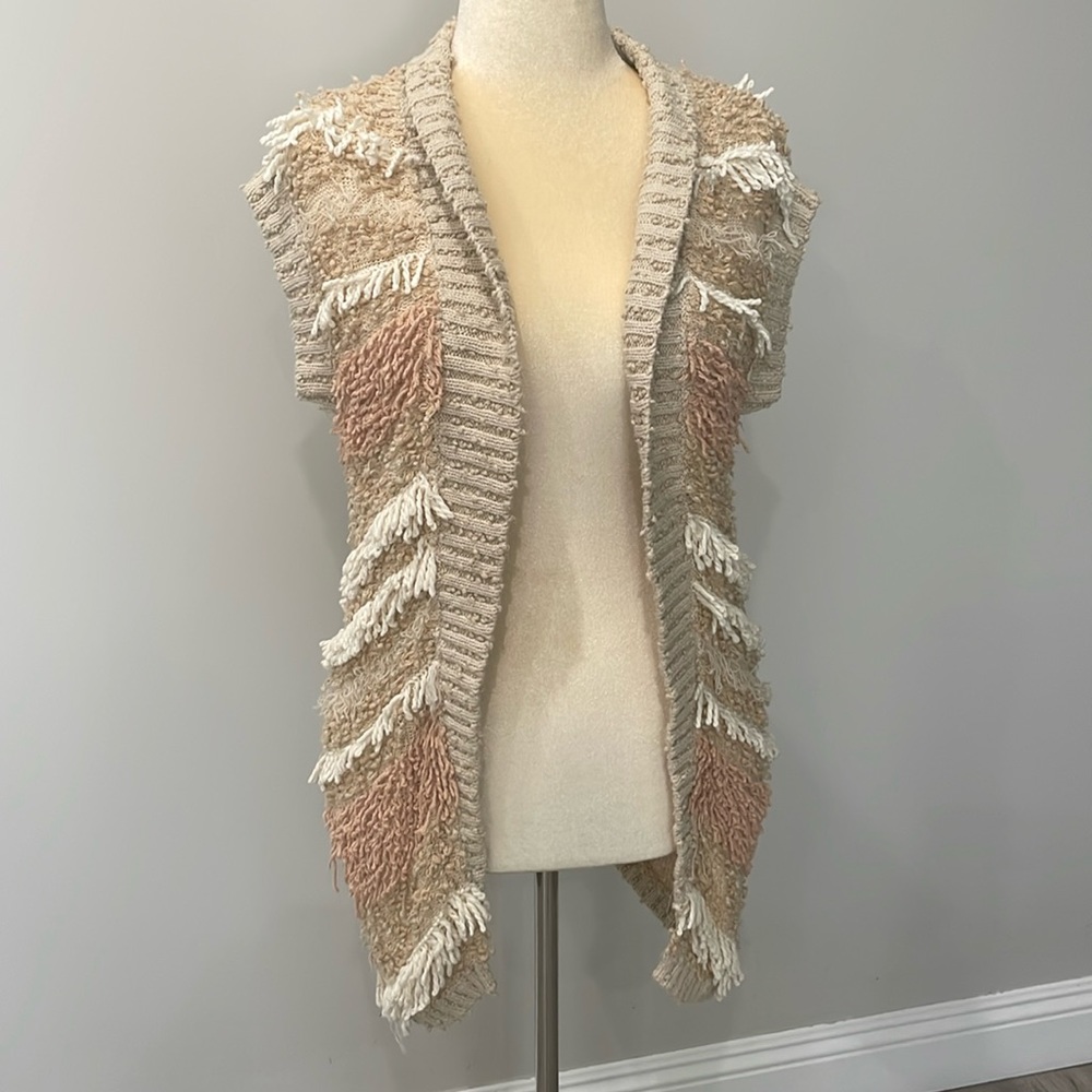 Anthropologie fringe split cardigan